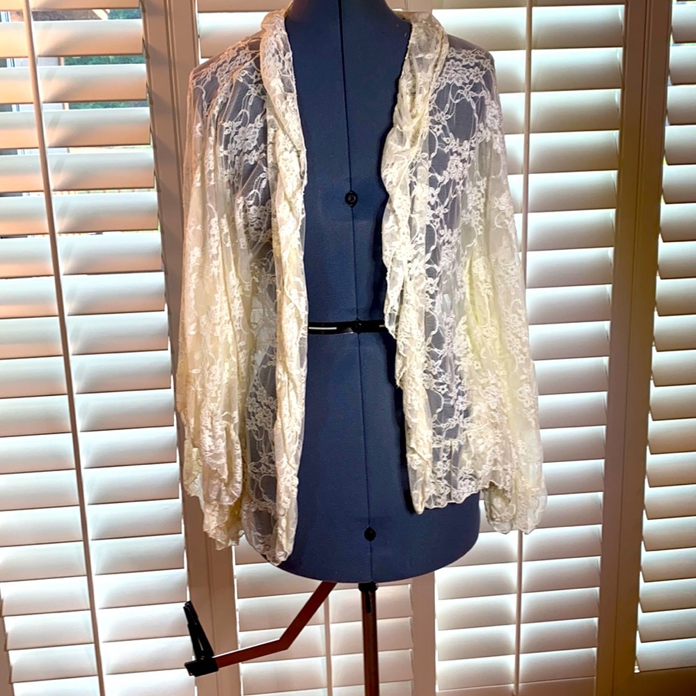 Free people lace jacket with cape sleeves NWT